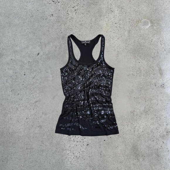 y2k black sequin tank top - Picture 1 of 8